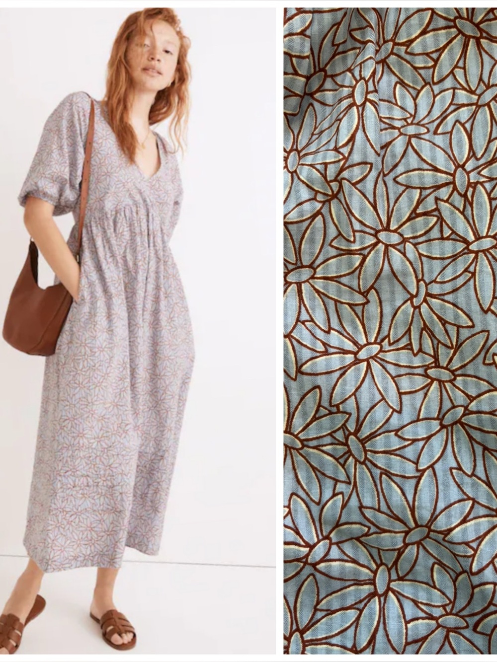 MADEWELL Marianna Puff Sleeve Light Blue Dress